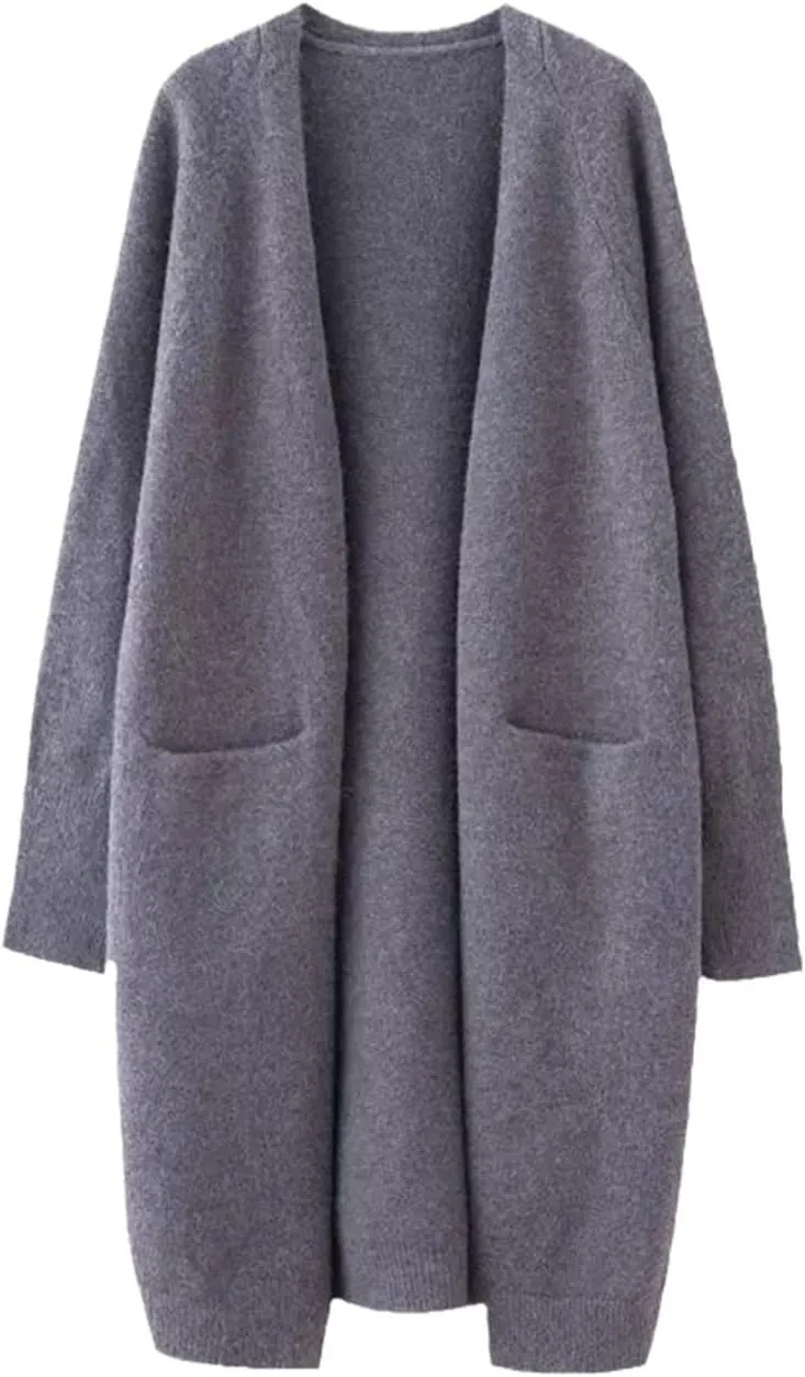 Lazy V-Neck Oversize Long Sweater Cardigans Jacket Coat Women Outwear