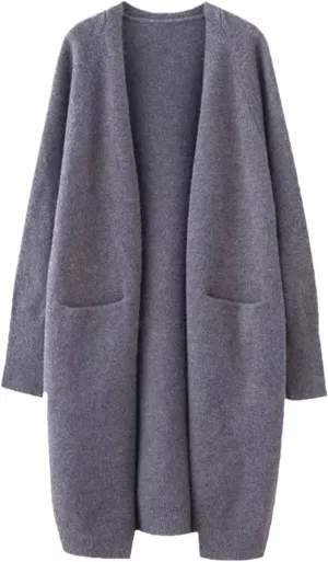 Lazy V-Neck Oversize Long Sweater Cardigans Jacket Coat Women Outwear