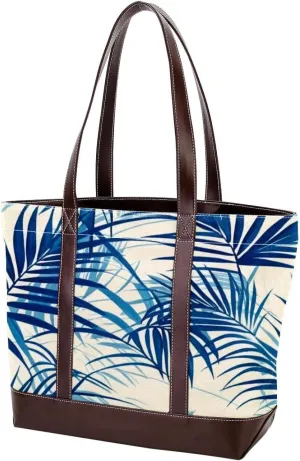 Leaf-457 Tote Bags Durable Leather Canvas Purses and Handbags for Women Top Handle Shoulder Satchel Hobo Bags