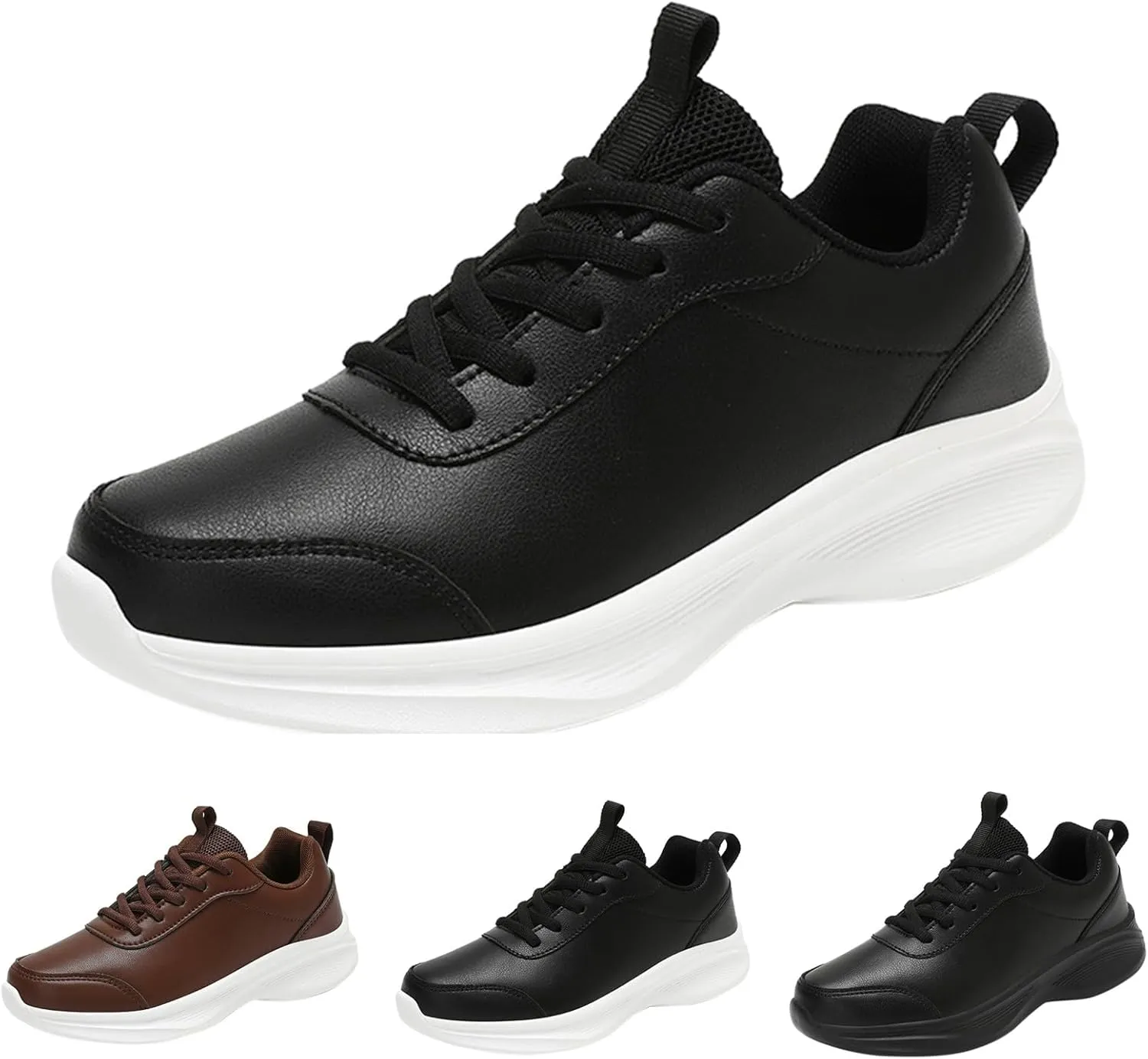 Leather Casual Dress Shoes for Men Non Slip Walking Shoes Waterproof Lace Up Running Shoes Sneakers for Women