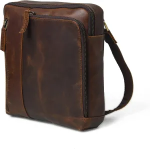 Leather Small Messenger Bag For Men, Leather Mens Purse Bag Vintage Shoulder Bag, Man Purse Crossbody Bags for Work