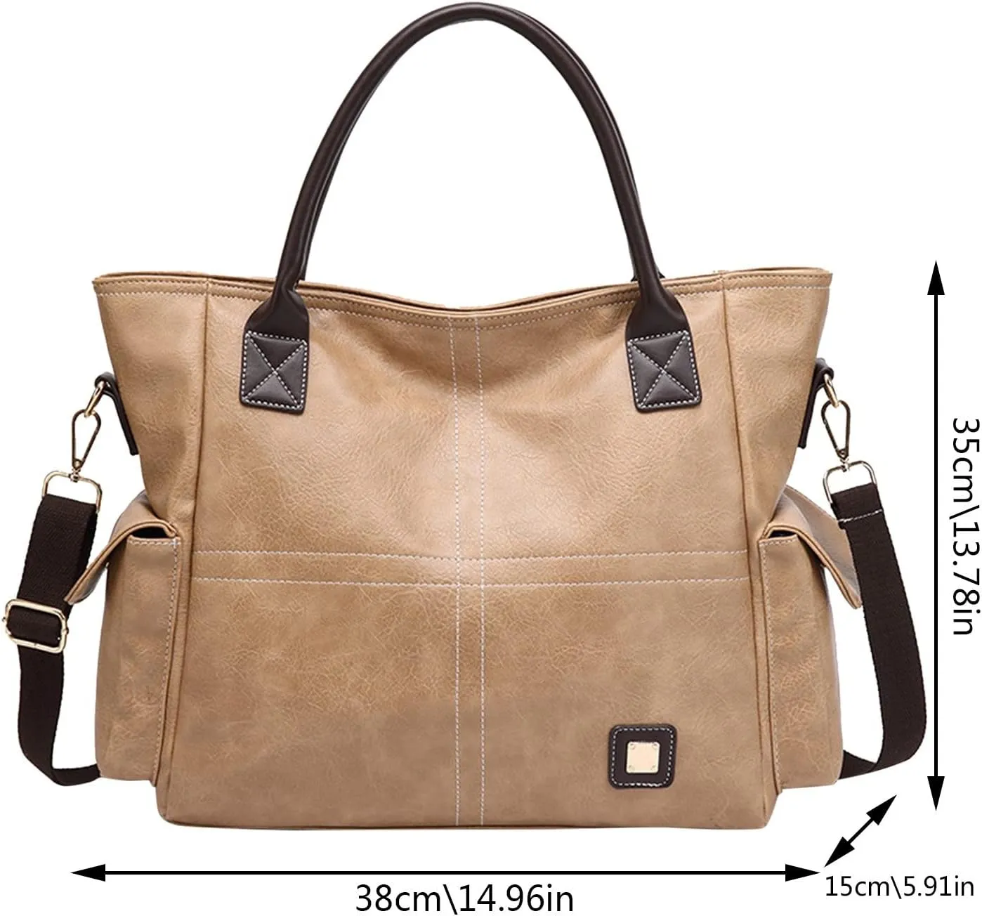 Lightweight 3 Compartment Faux Leather Medium Hobo Bag Blue