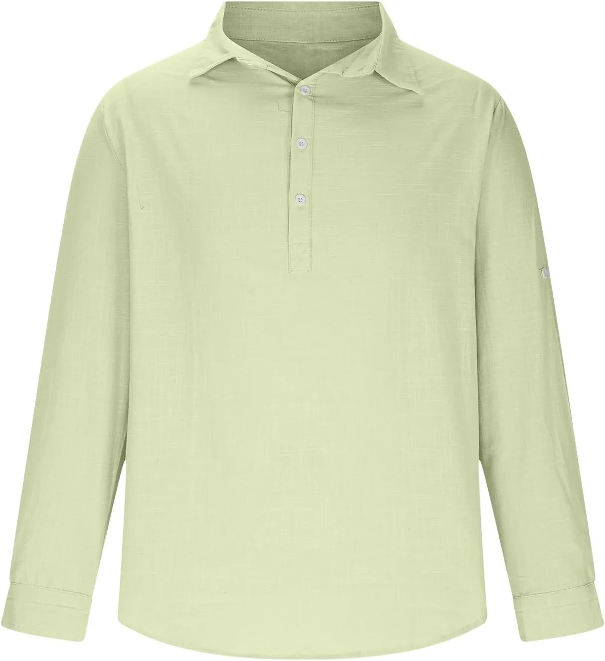 Linen Shirts for Men Casual Button Down Shirt Loose Long Sleeve Collared Tops Casual Vacation Holiday Beach Tshirt