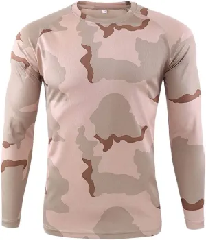 Long Sleeve Camo T-Shirt Men Vintage Military Camouflage Athletic Compression Shirt Workout Fishing Hunting Shirt