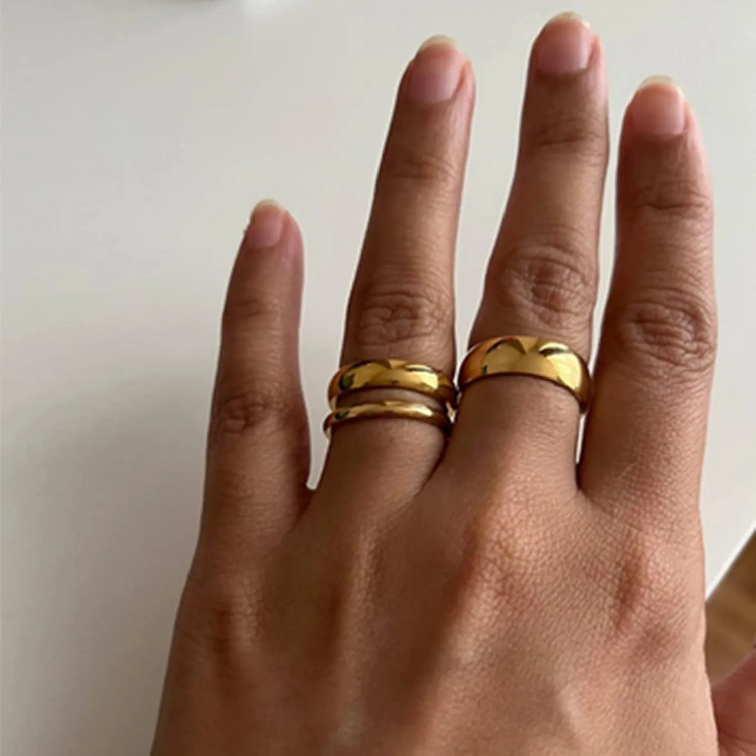 LOYALLOOK 2mm 4mm 6mm Silver/Gold Rings Stainless Steel Knuckle Rings Plain Dome Stackable Rings Wedding Band for Women Men 3Pcs
