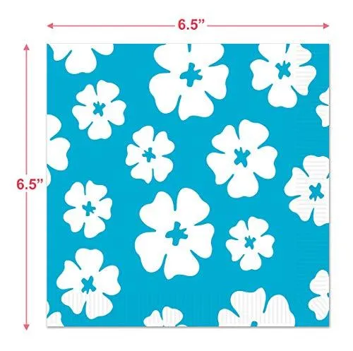 Luau Party Supplies - Hibiscus Flower Paper Dinner Plates and Luncheon Napkins (Serves 16)