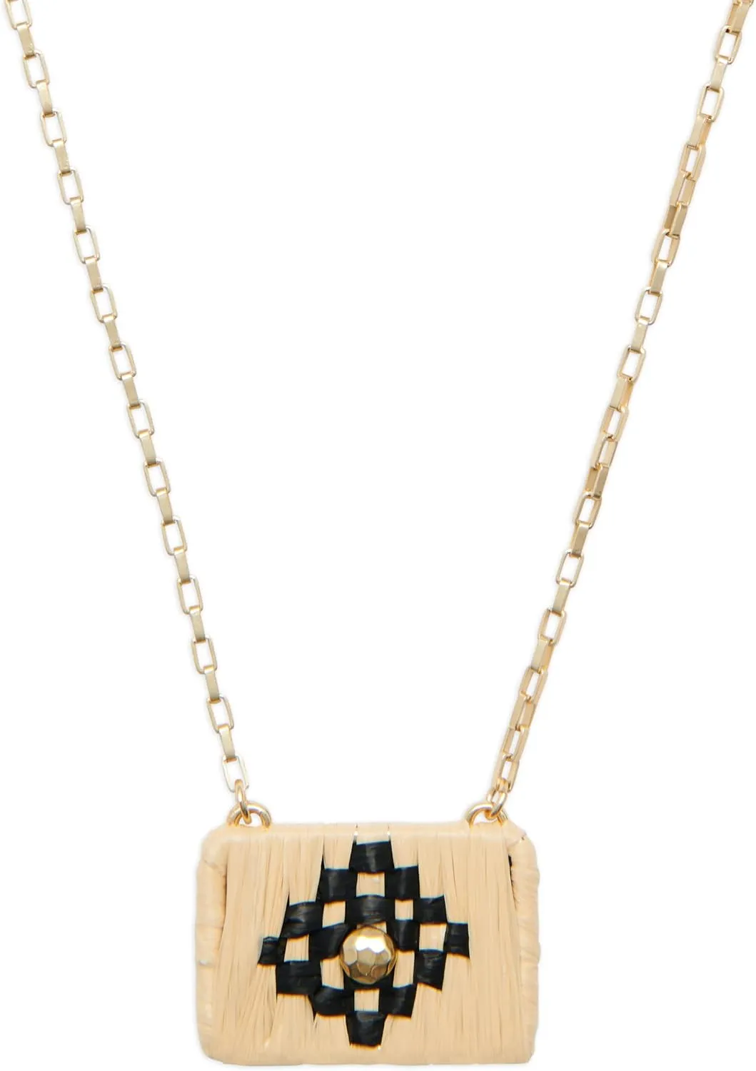 Lucky Brand Geometric Rafia Woven Pendant Necklace, Gold, One Size
