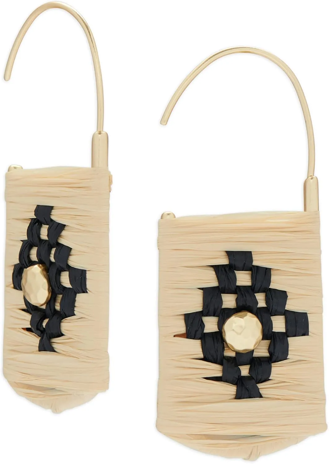 Lucky Brand Geometric Rafia Woven Threader Earring, Gold, One Size