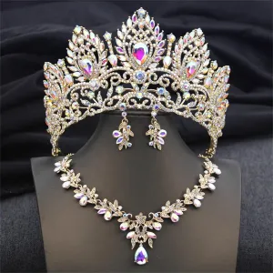 Luxury Crown Bridal Jewelry Sets For Women Tiaras And Necklace Earrings Bride Jewelry Set Wedding Costume Accessories