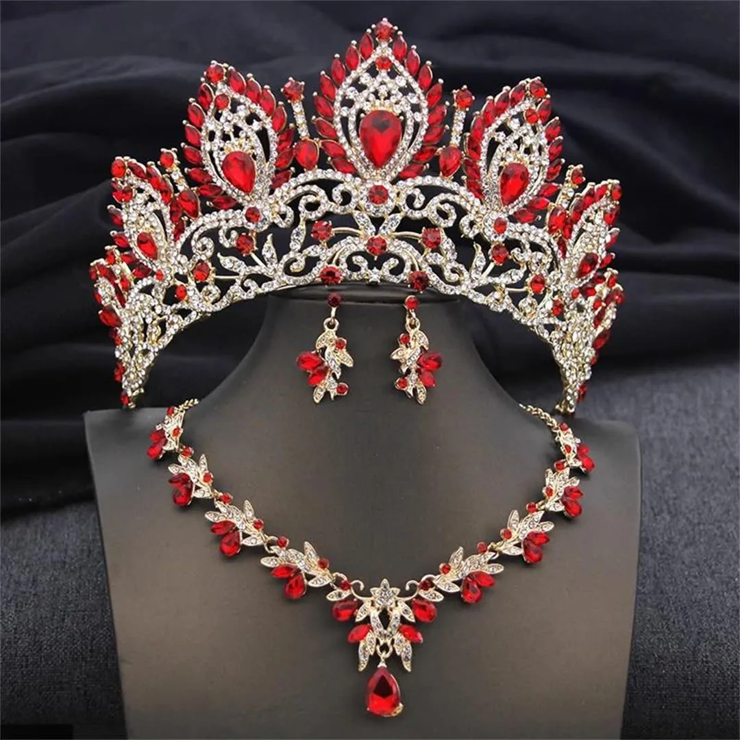 Luxury Crown Bridal Jewelry Sets For Women Tiaras And Necklace Earrings Bride Jewelry Set Wedding Costume Accessories