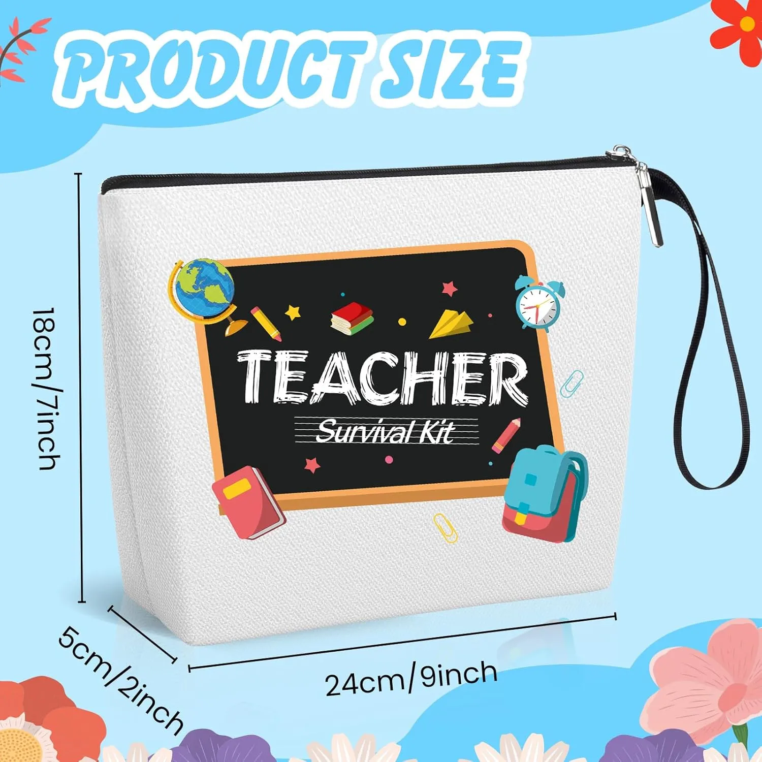 Makeup Bag, Teacher Gifts for Women, Teacher Appreciation Gifts Cosmetic Bag with Zipper, Large Capacity Canvas Travel Make Up Bag Makeup Bag Birthday
