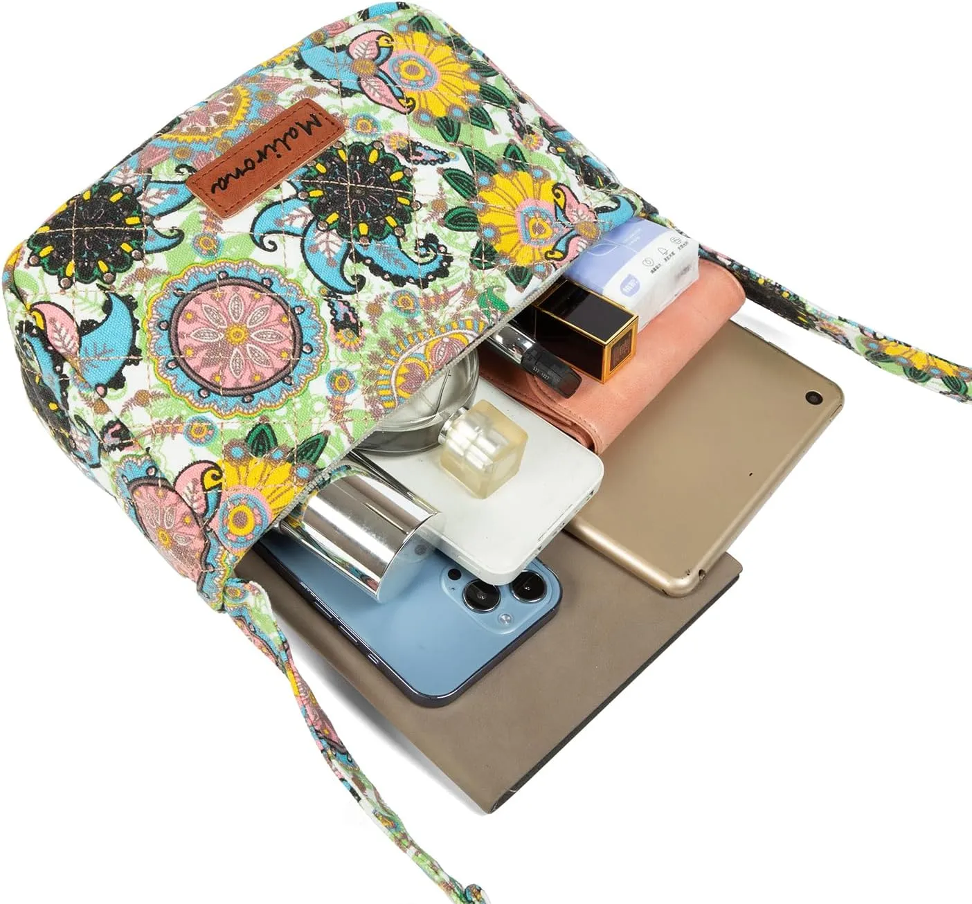 Malirona Women 's Durable Small Floral Crossbody Bag Canvas Messenger Handbag Multi Pocket Travel Satchel Purse