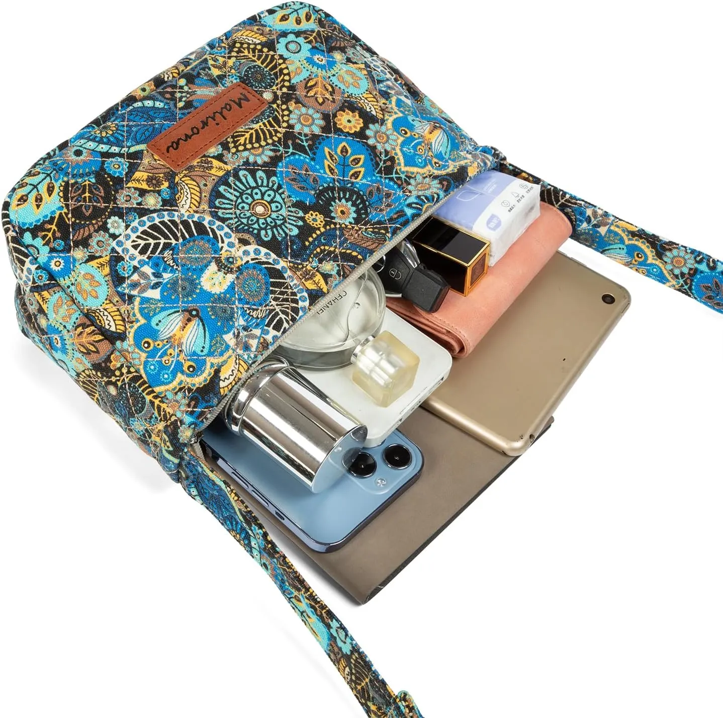 Malirona Women 's Durable Small Floral Crossbody Bag Canvas Messenger Handbag Multi Pocket Travel Satchel Purse