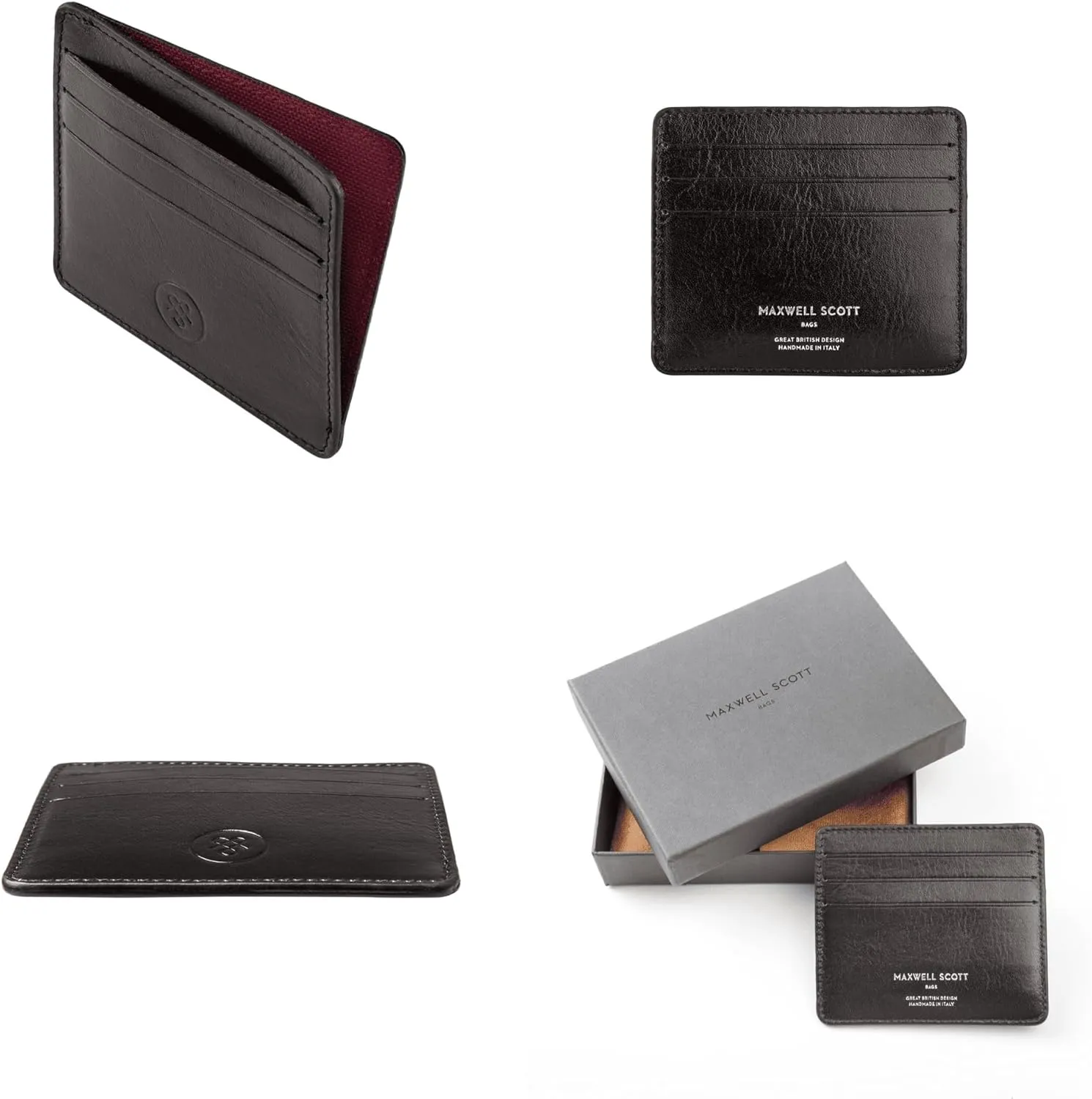 Maxwell Scott - Personalized Mens Luxury Leather Compact Credit Card Holder Case Slimline - The Marco - Black