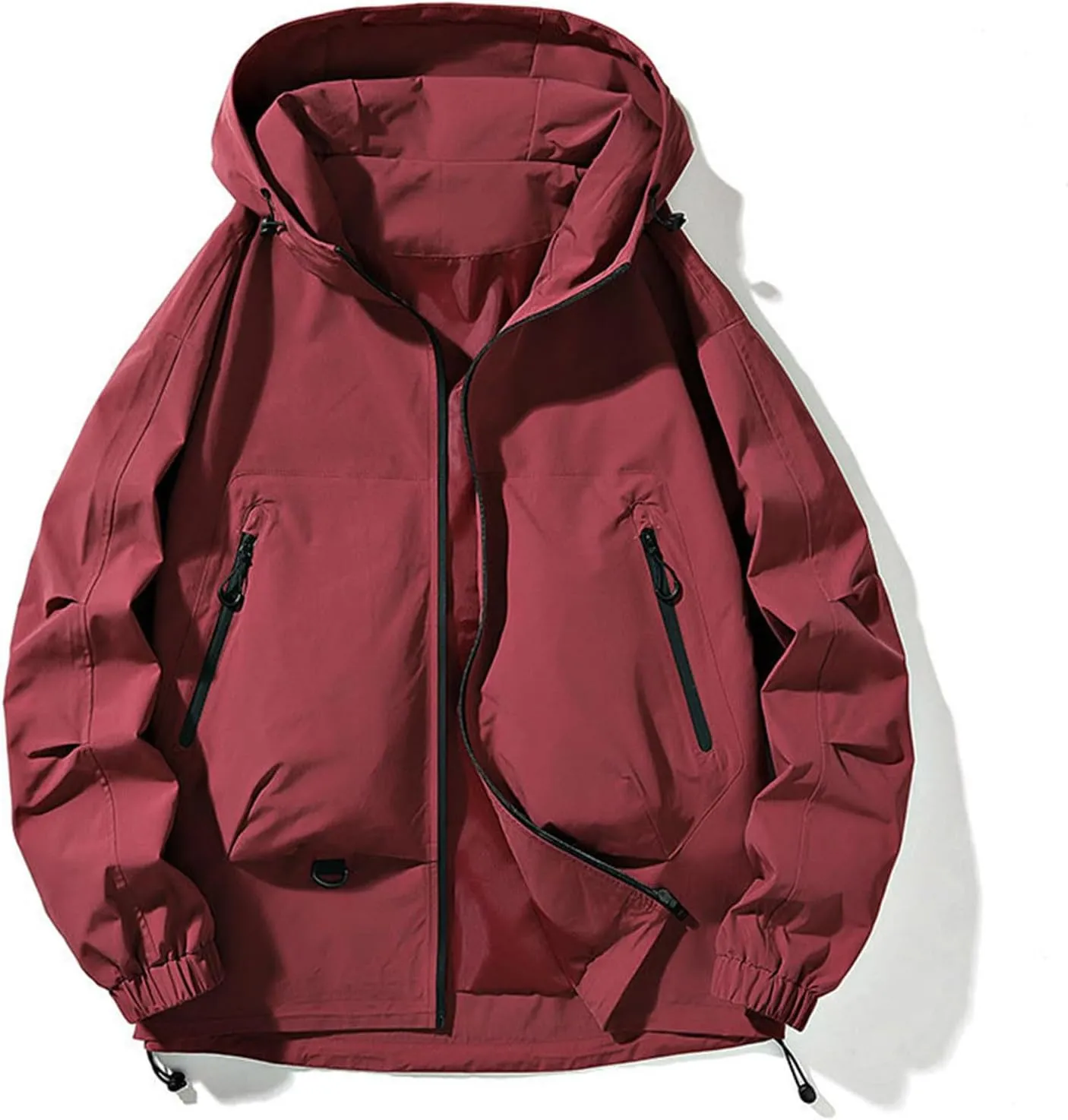Men Softshell Jacket with Hood Waterproof Windbreaker Lightweight Rain Jacket Outdoor Hiking Travel Hoodies Outerwear