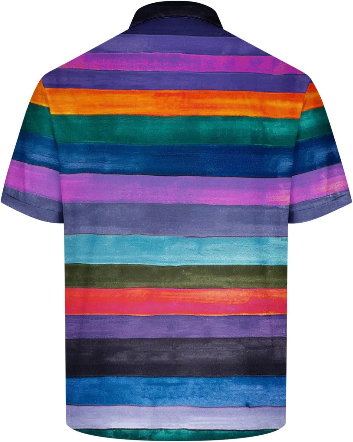 Men Striped Color Block Tops Short Sleeve Casual Polo Shirts Button Up Slim Fit Tee Top Fashion Athletic Clothes