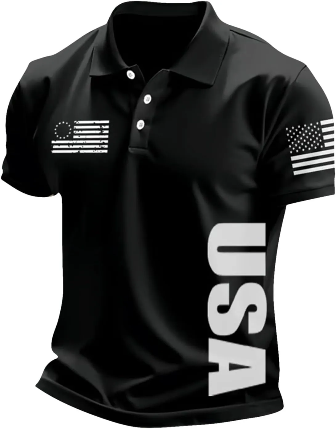 Mens American Flag Golf Shirts 4th of July Patriotic Polo Shirt Graphic Short Sleeve Performance Tennis T Shirts