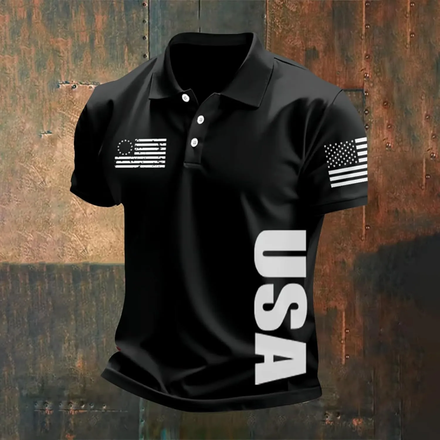 Mens American Flag Golf Shirts 4th of July Patriotic Polo Shirt Graphic Short Sleeve Performance Tennis T Shirts