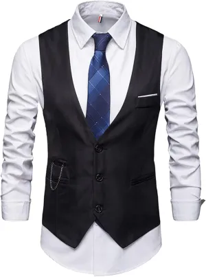 Mens Black Vest V Neck Pocket Retro Color Vest Blouse With Button White Vest Work Vest For Men Black Mens Vests