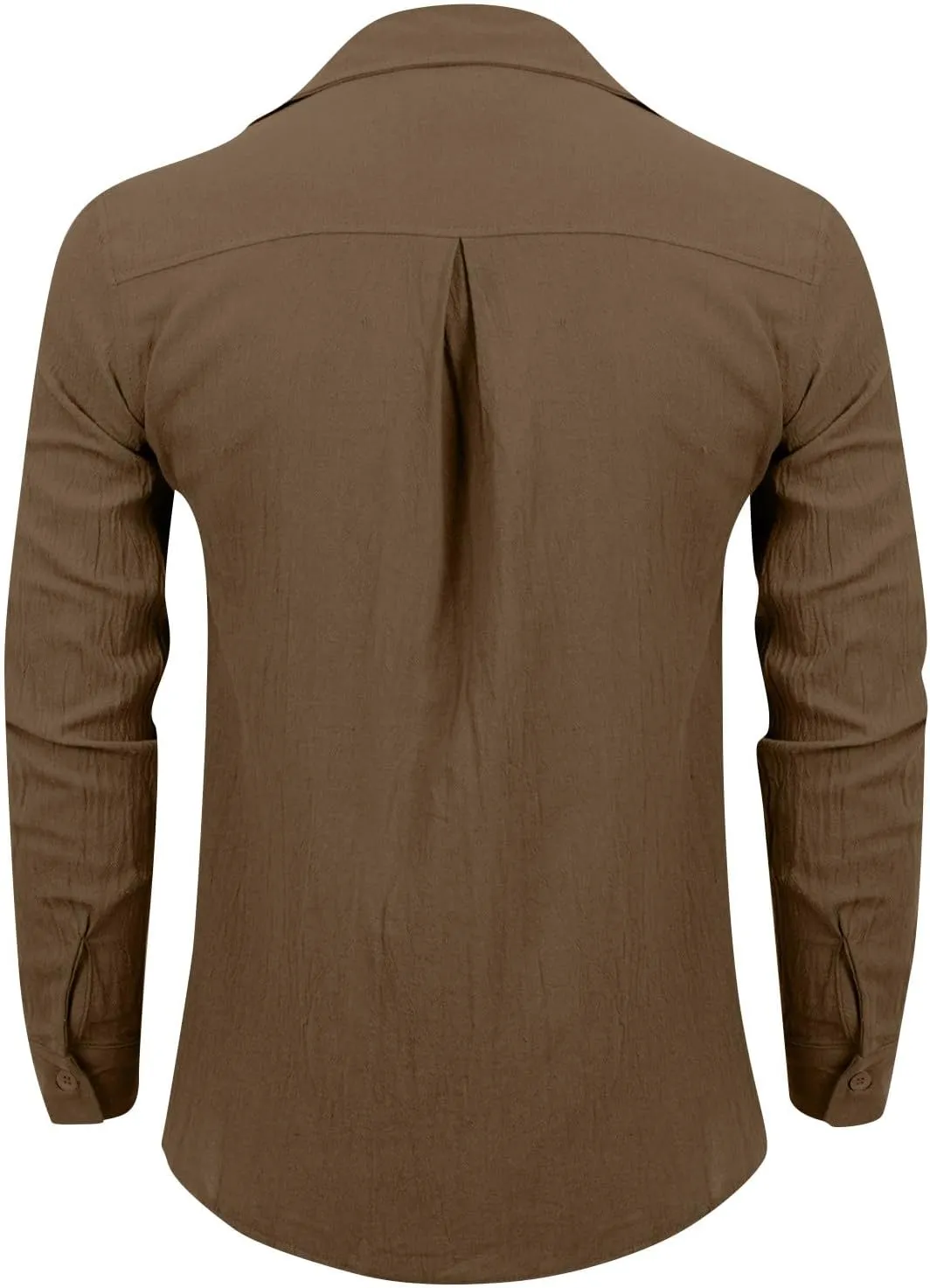 Men's Button Down Shirts Long Sleeve Casual Beach Shirts Vacation Wedding Party Vintage Dress Shirts with Pocket