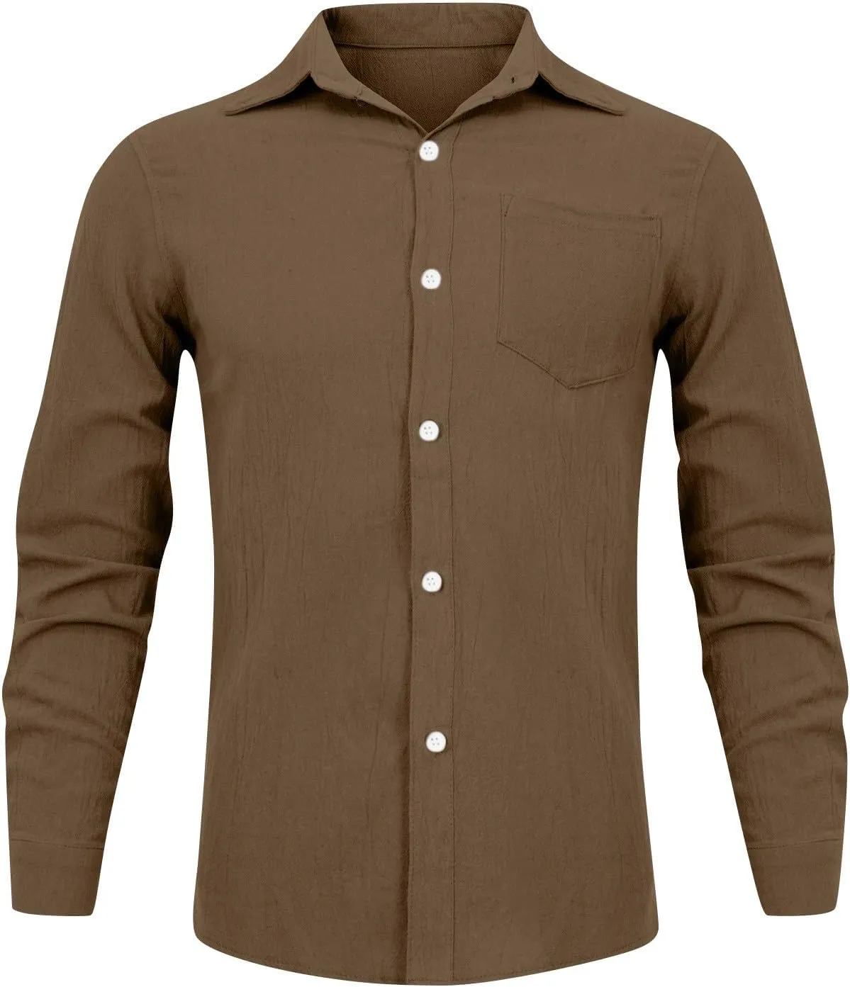 Men's Button Down Shirts Long Sleeve Casual Beach Shirts Vacation Wedding Party Vintage Dress Shirts with Pocket