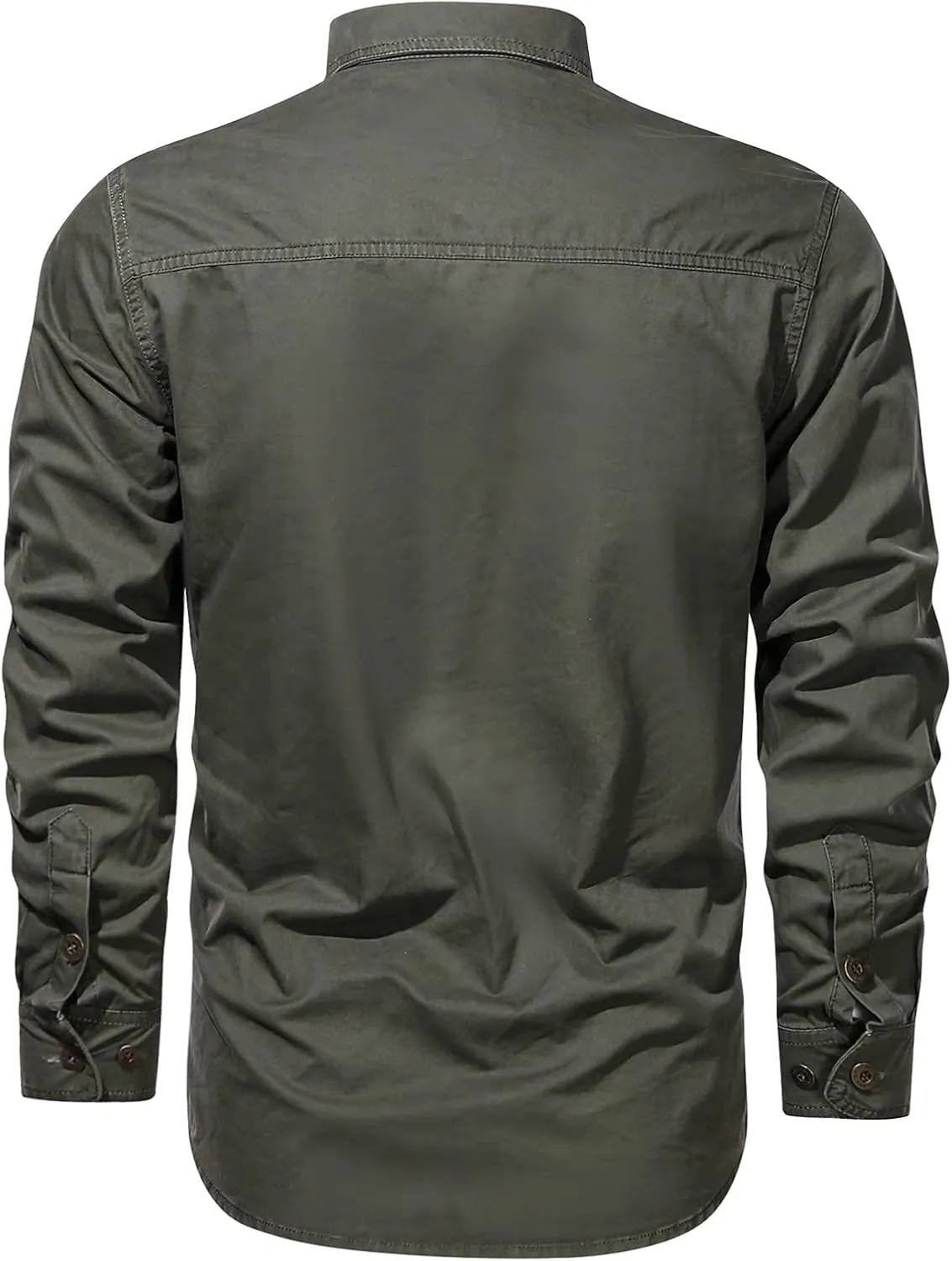 Men's Cargo Shirts Long Sleeve Casual Button Down Military Tactical Shirts Outdoor Lightweight Sun Protection Hiking Shirts