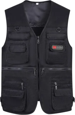 Men's Cargo Utility Vest Breathable Quick Dry Fishing Waistcoat Outdoor Hiking Photographer Jacket with Pockets