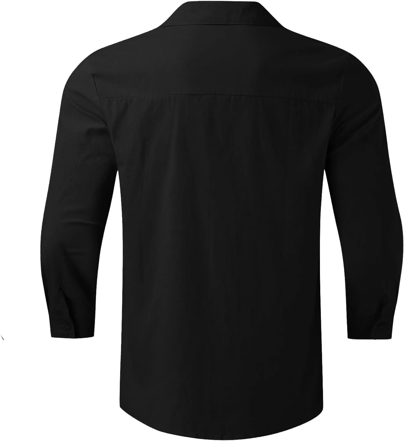 Mens Casual Linen Shirts 3/4 Sleeve Button Down Shirt Hawaiian Vacation Summer Tees Outdoor Plain Beach Collared Tops