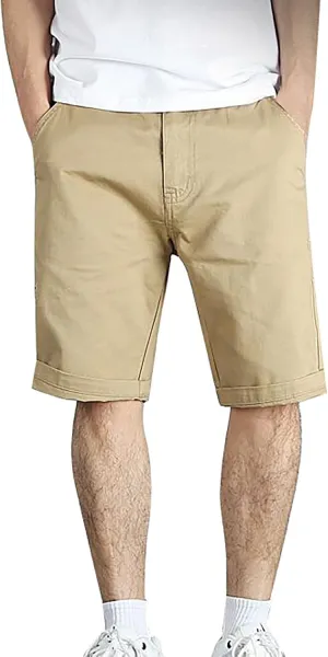 Mens Casual Suit Shorts Solid Relaxed Fit Lightweight Straight Office Bermuda Lightweight Quick Drying Combat Tactical Pants