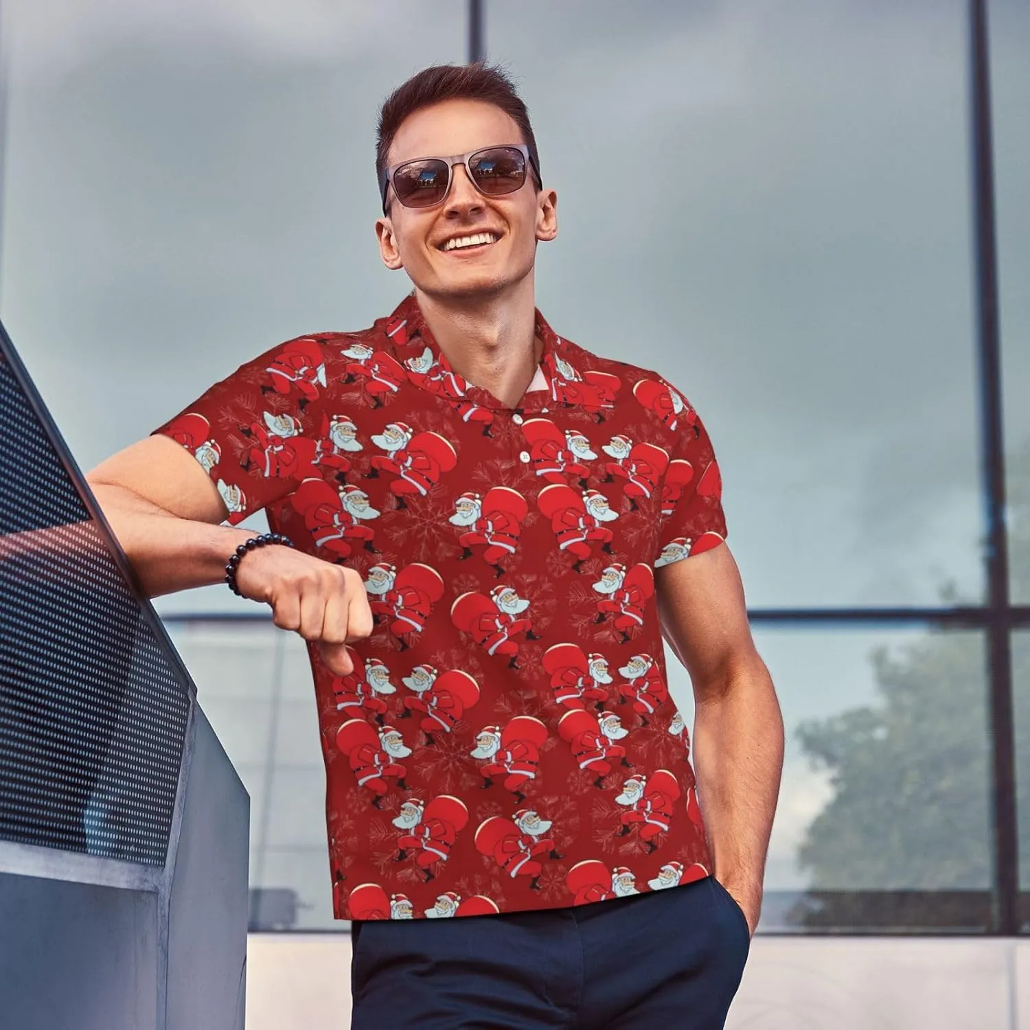 Men's Funny Golf Shirts Hawaiian Golf Polo Shirts Performance Moisture Wicking Quick Dry Athletic Short Sleeve Shirts
