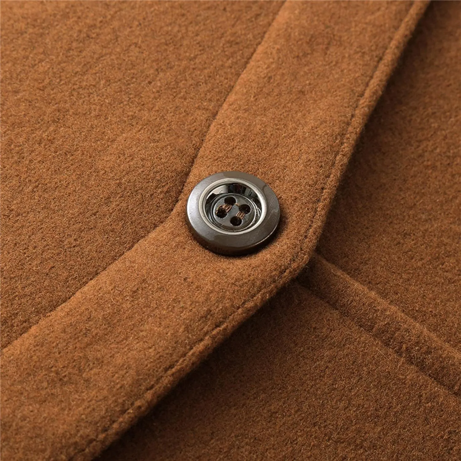 Men's Gentle Layered Collar Single Breasted Quilted Lined Wool Blend Pea Coats Winter Stylish Military Peacoat