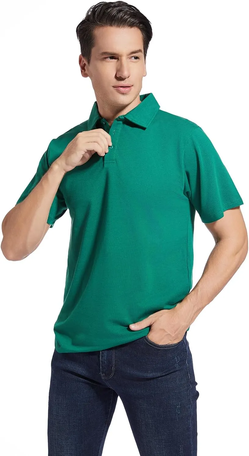 Men's Golf Polo Shirts,Casual Regular Fit Dry Fit Short Sleeve Moisture Wicking Collared T-Shirt(Order A Size Up)