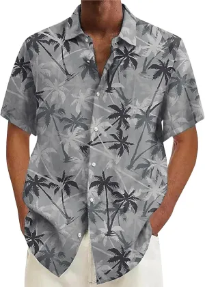Mens Hawaiian Shirt Beach Button Down Short Sleeve Casual Stylish Big and Tall Floral Summer Tropical Vacation Tops