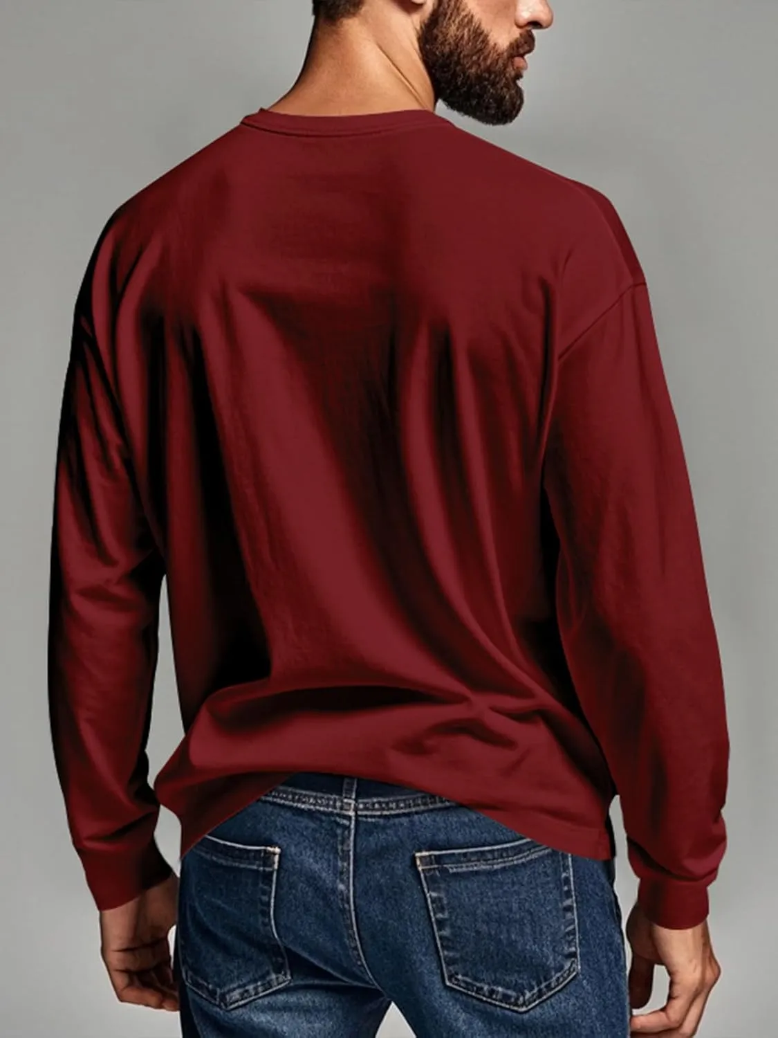 Mens Henley Long Sleeve Shirts Casual Plain Button T-Shirts Lightweight Slim Fit Pullover Shirts