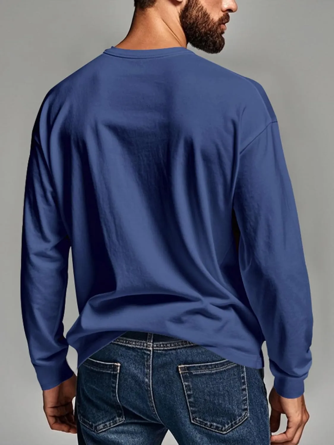 Mens Henley Long Sleeve Shirts Casual Plain Button T-Shirts Lightweight Slim Fit Pullover Shirts