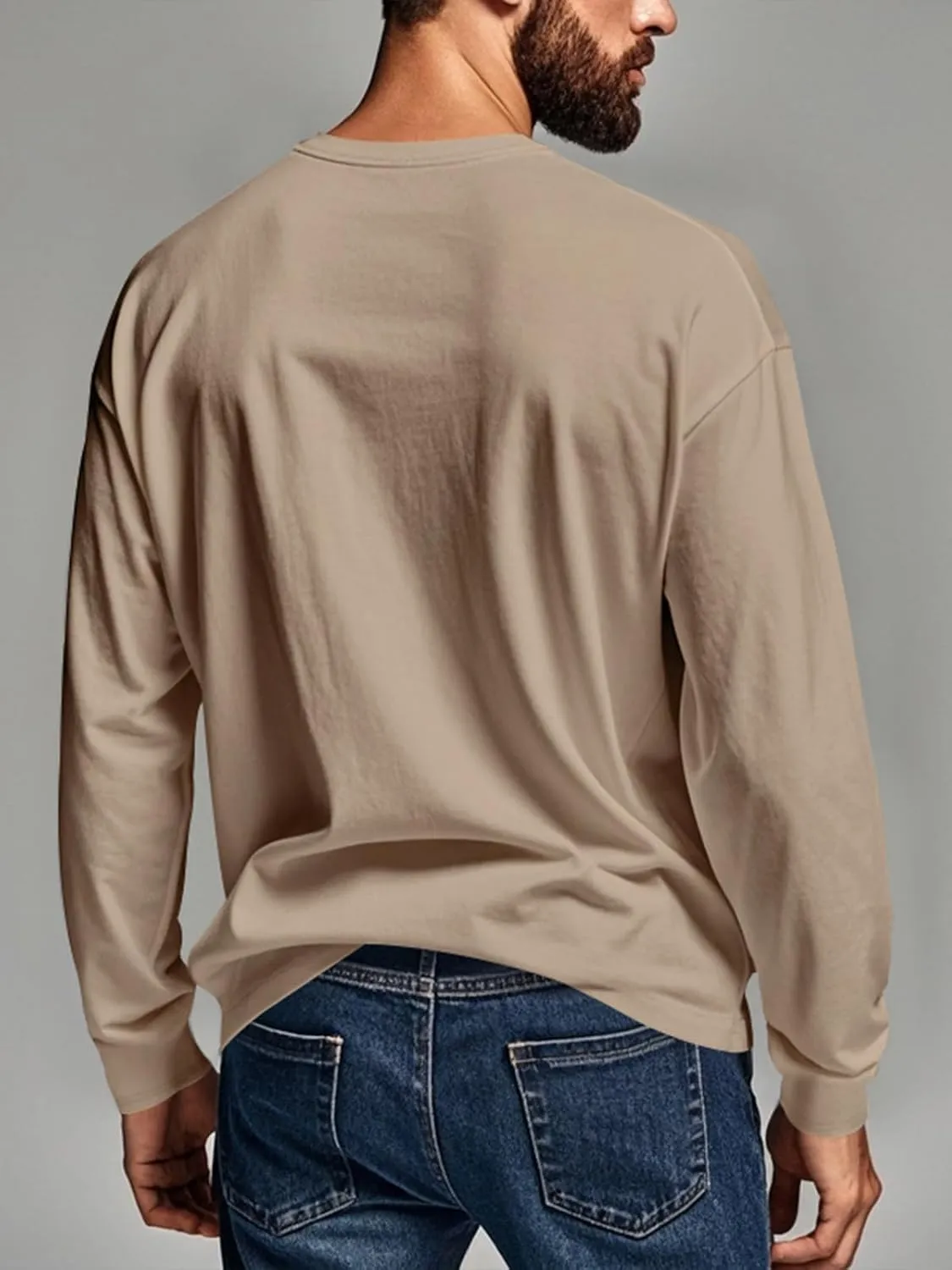 Mens Henley Long Sleeve Shirts Casual Plain Button T-Shirts Lightweight Slim Fit Pullover Shirts