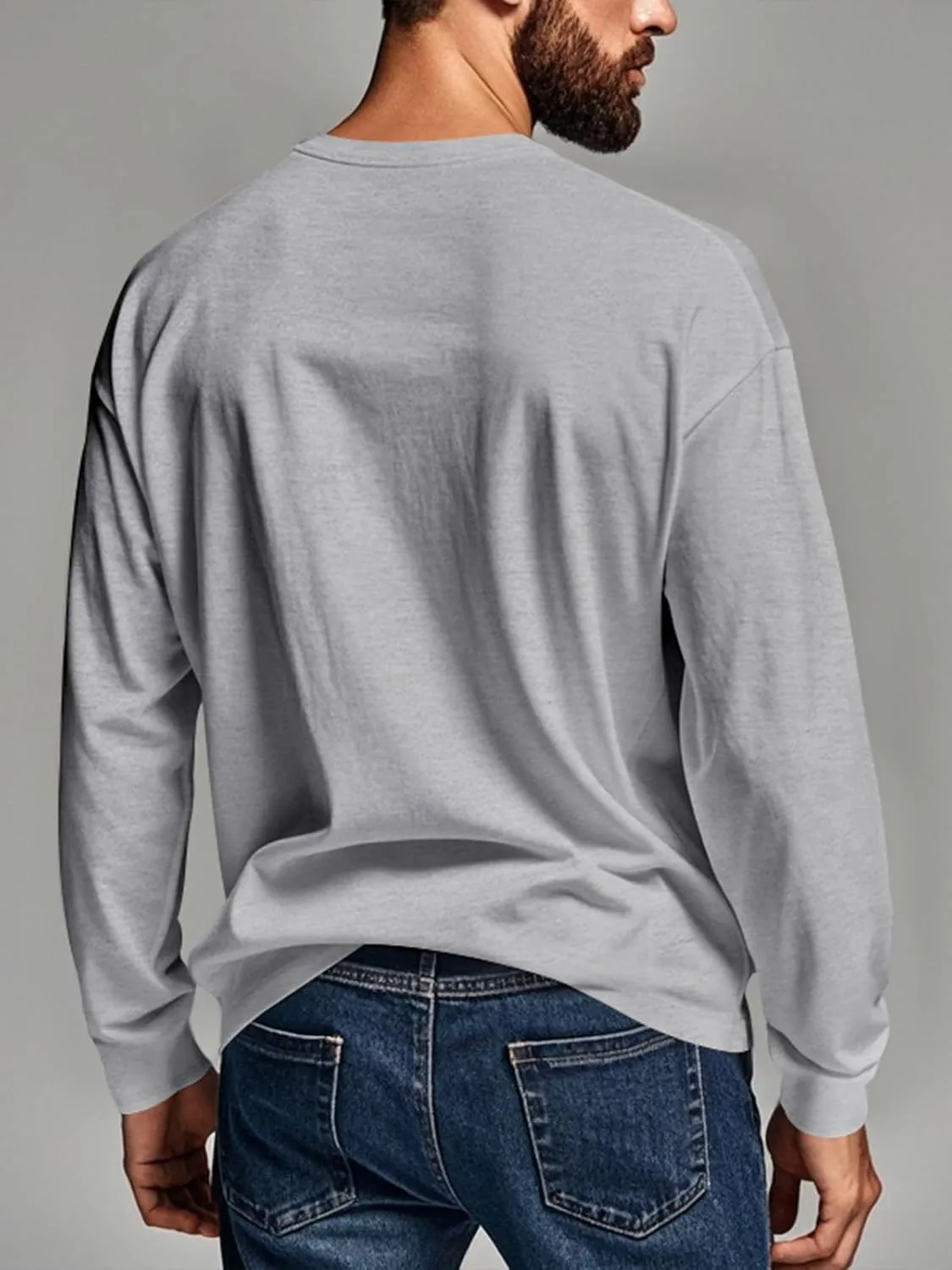 Mens Henley Long Sleeve Shirts Casual Plain Button T-Shirts Lightweight Slim Fit Pullover Shirts