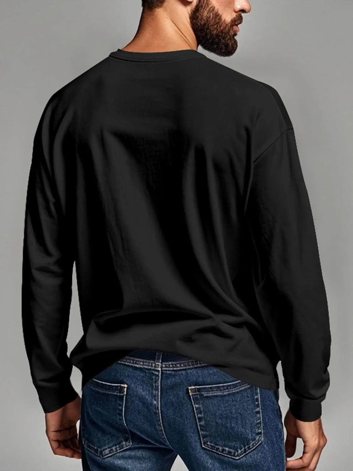 Mens Henley Long Sleeve Shirts Casual Plain Button T-Shirts Lightweight Slim Fit Pullover Shirts