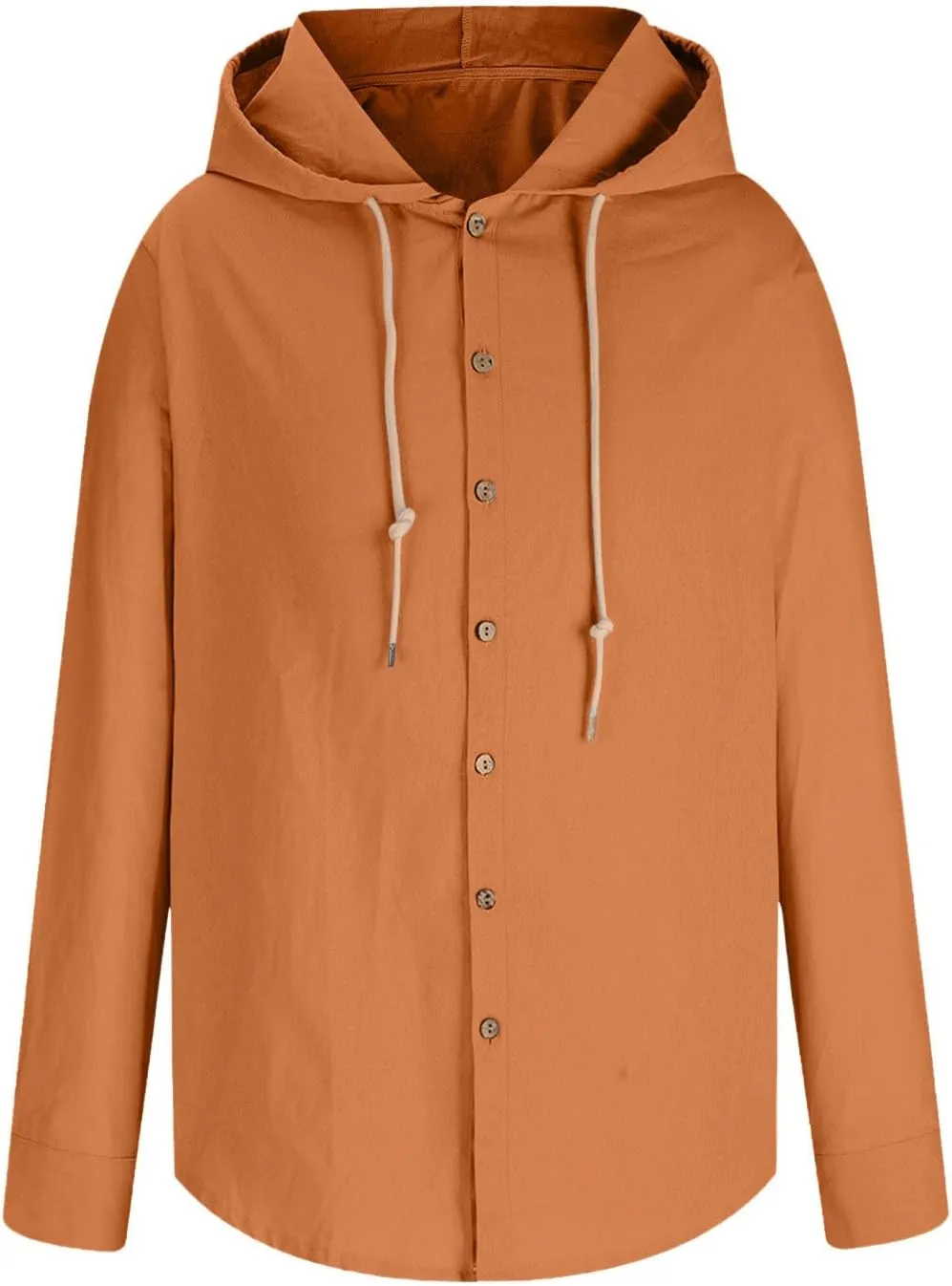 Men's Linen Hooded Henley Shirt Trendy Lightweight Beach Vacation Summer Hoodie Long Sleeve Button Down for Summer Tops