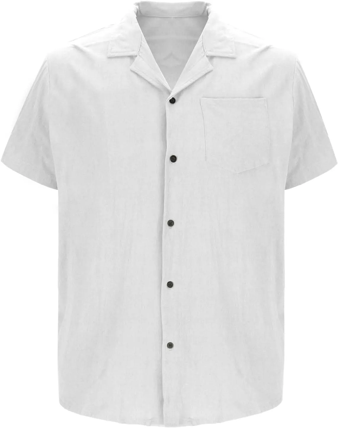 Men's Linen Shirts Short Sleeve Casual Shirts Solid Button Down Shirts Vacation Beach Summer Tops with Pocket