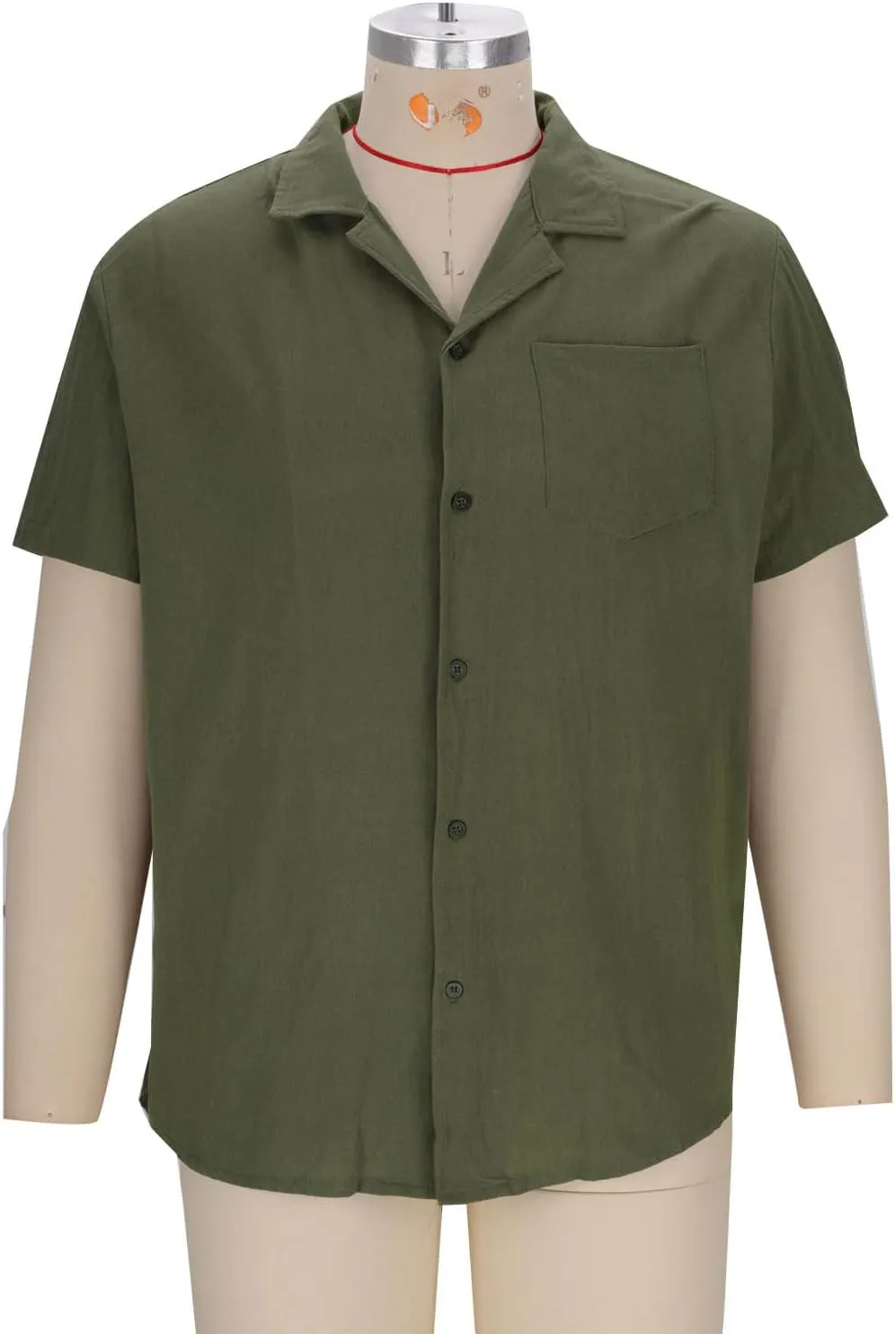 Men's Linen Shirts Short Sleeve Casual Shirts Solid Button Down Shirts Vacation Beach Summer Tops with Pocket
