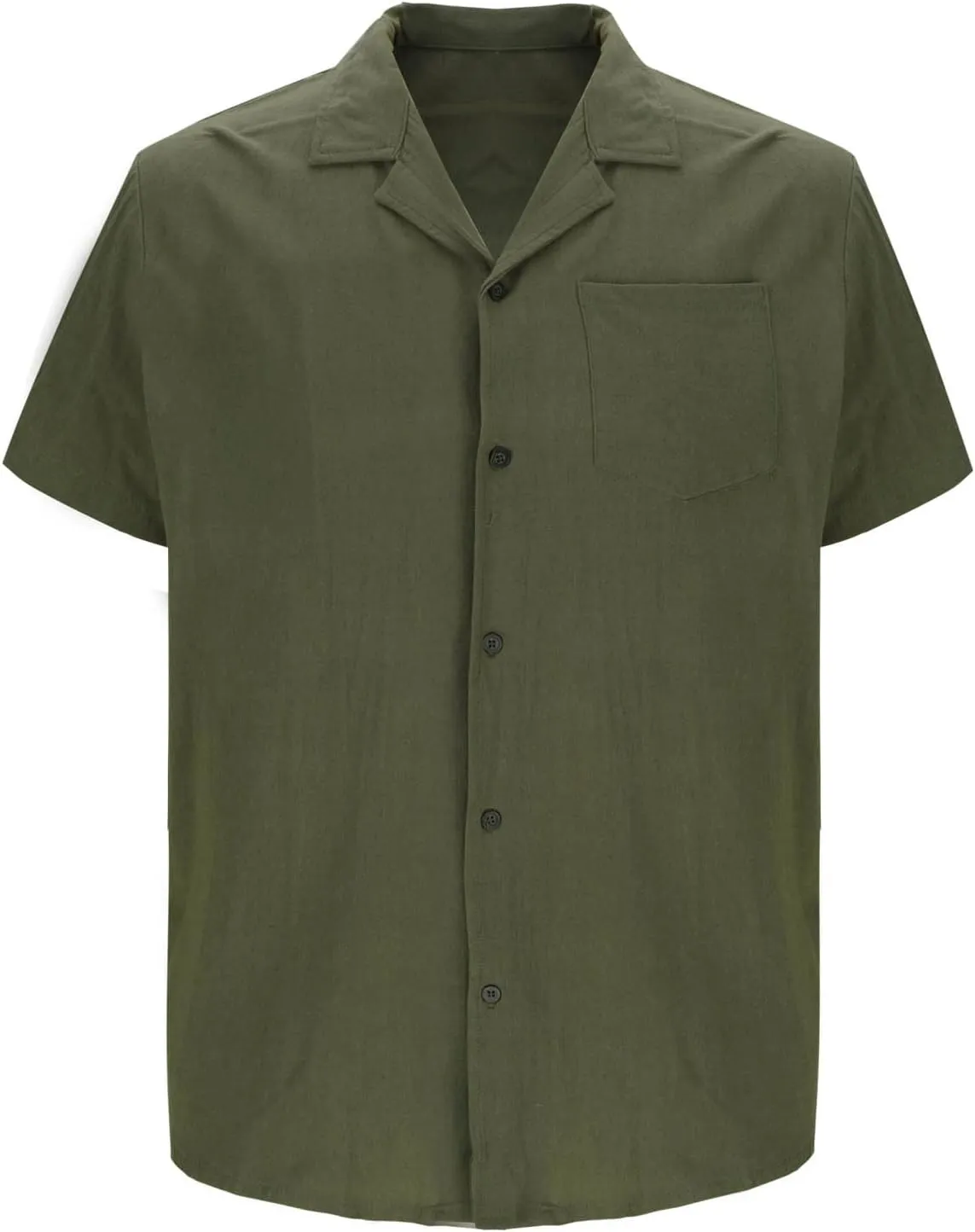 Men's Linen Shirts Short Sleeve Casual Shirts Solid Button Down Shirts Vacation Beach Summer Tops with Pocket
