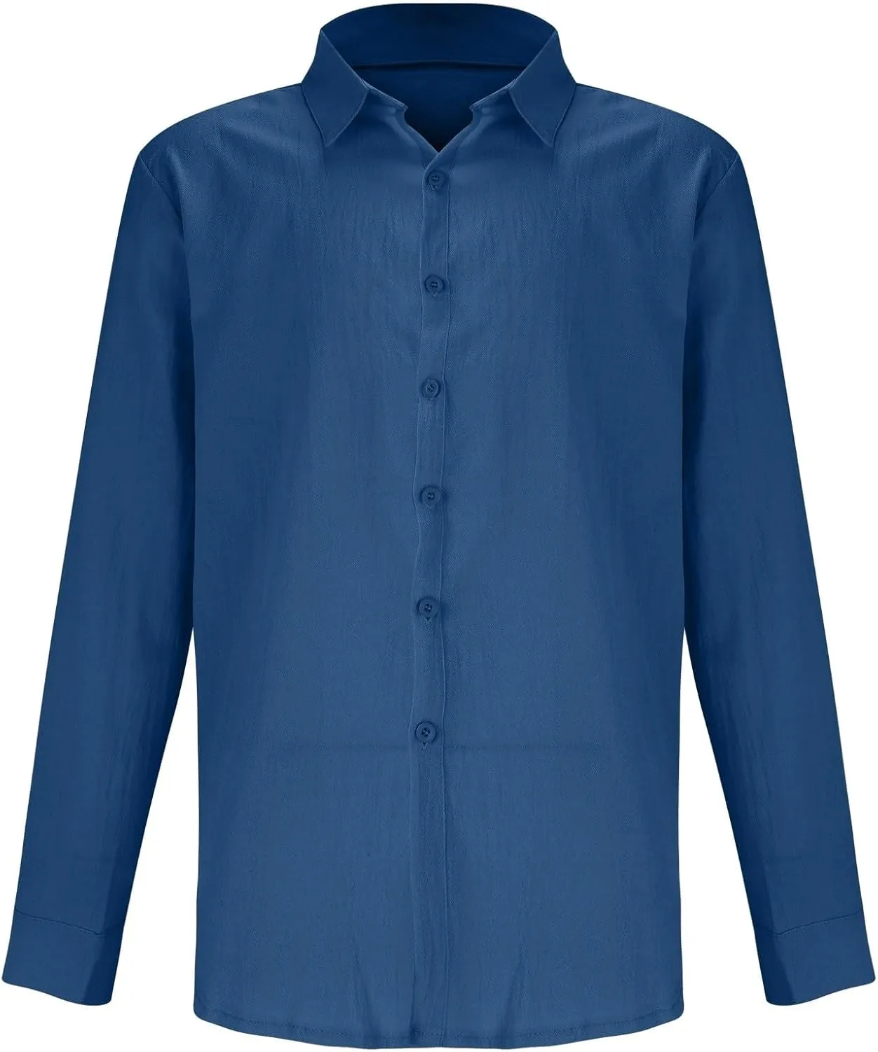 Men's Linen Shirts Slim Fit Long Sleeve Beach Hawaiian Shirts Business Casual Collared Button Down Work Shirts
