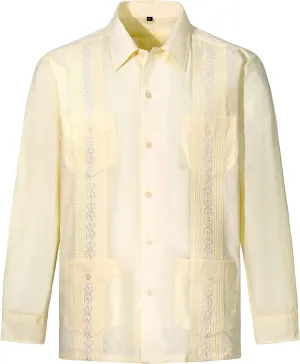 Men's Long Sleeve Guayabera Shirts Cuban Shirts