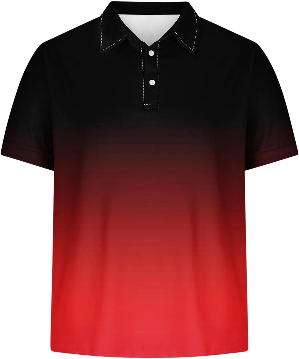 Men's Polo Shirts Short Sleeve Casual Stylish Button Golf Shirts Gradient Moisture Wicking Collared Polos Tshirts