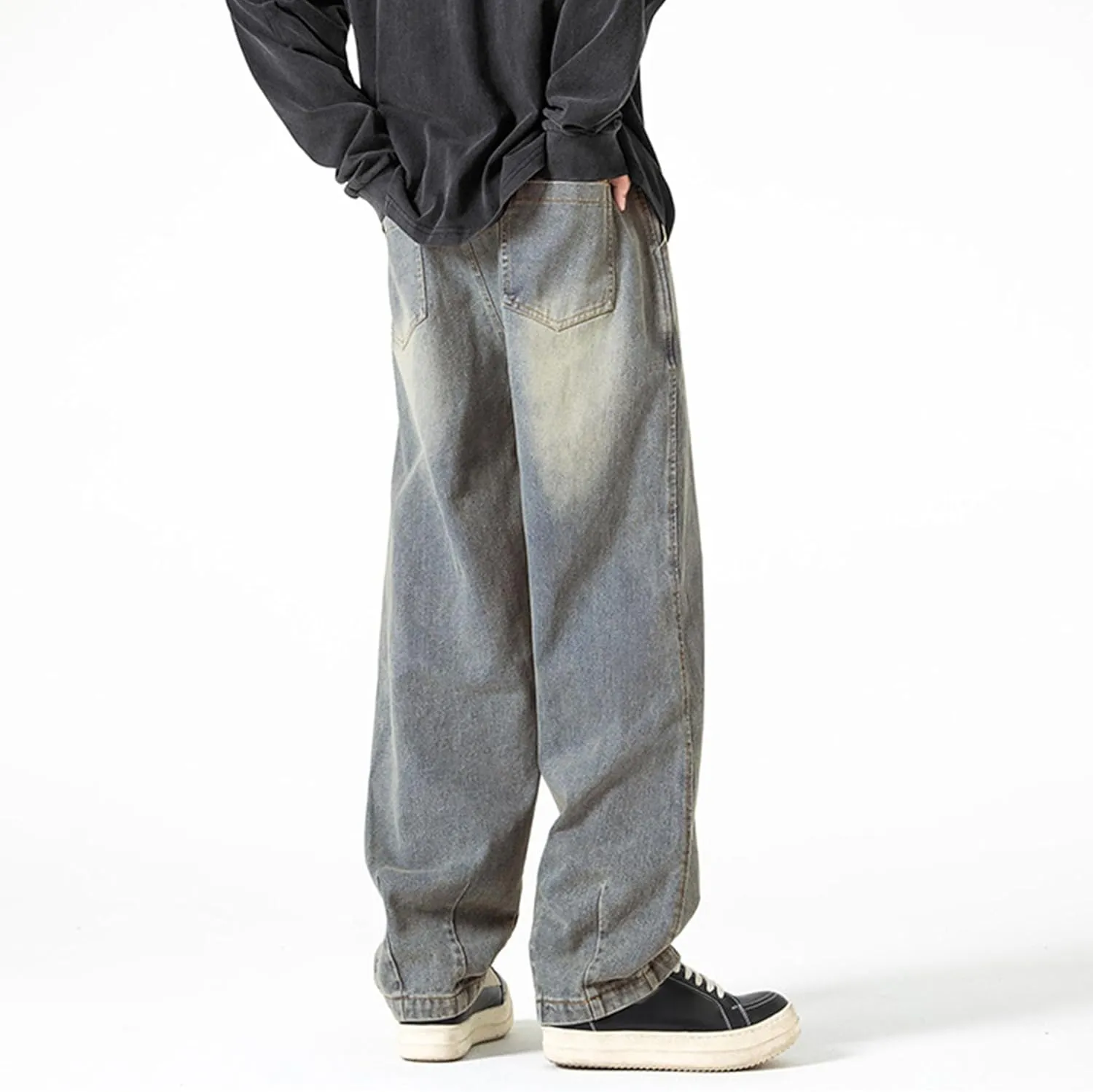 Men's Slim Fit Jeans Men's Stretch Wide Leg Jeans Work Stylish Straight Leg Comfortable Wide Waist Casual Pants