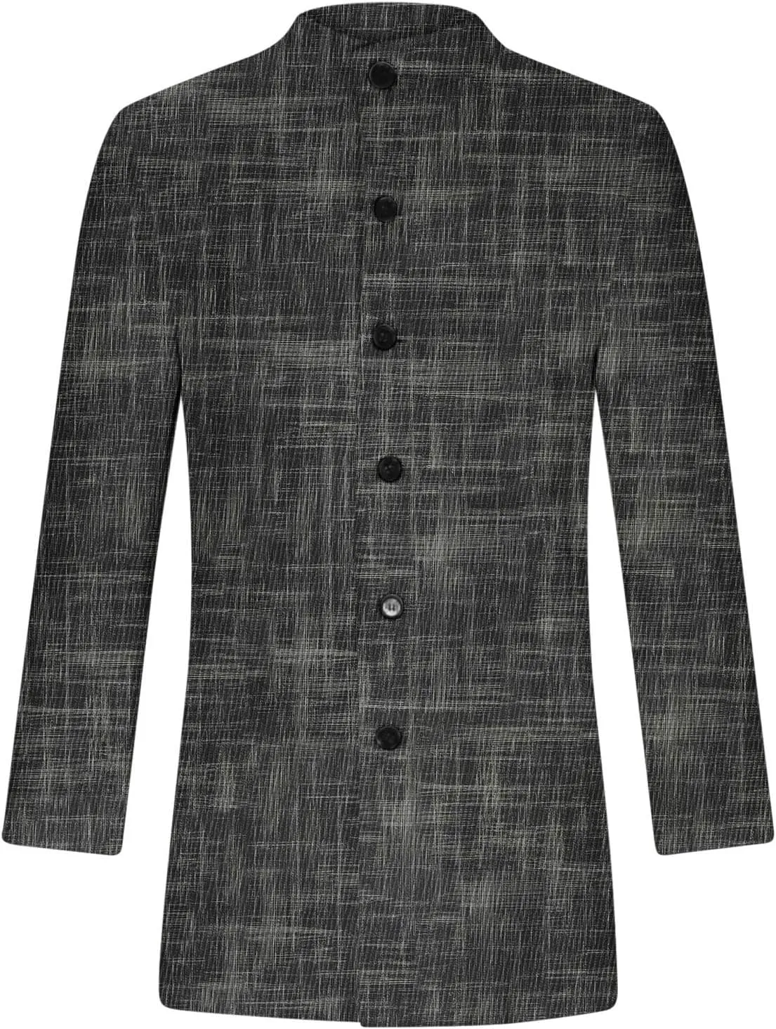 Mens Trench Coat Classic Printed Pea Coat Winter Long Single Breasted Classic Stylish Business Cardigan Overcoat