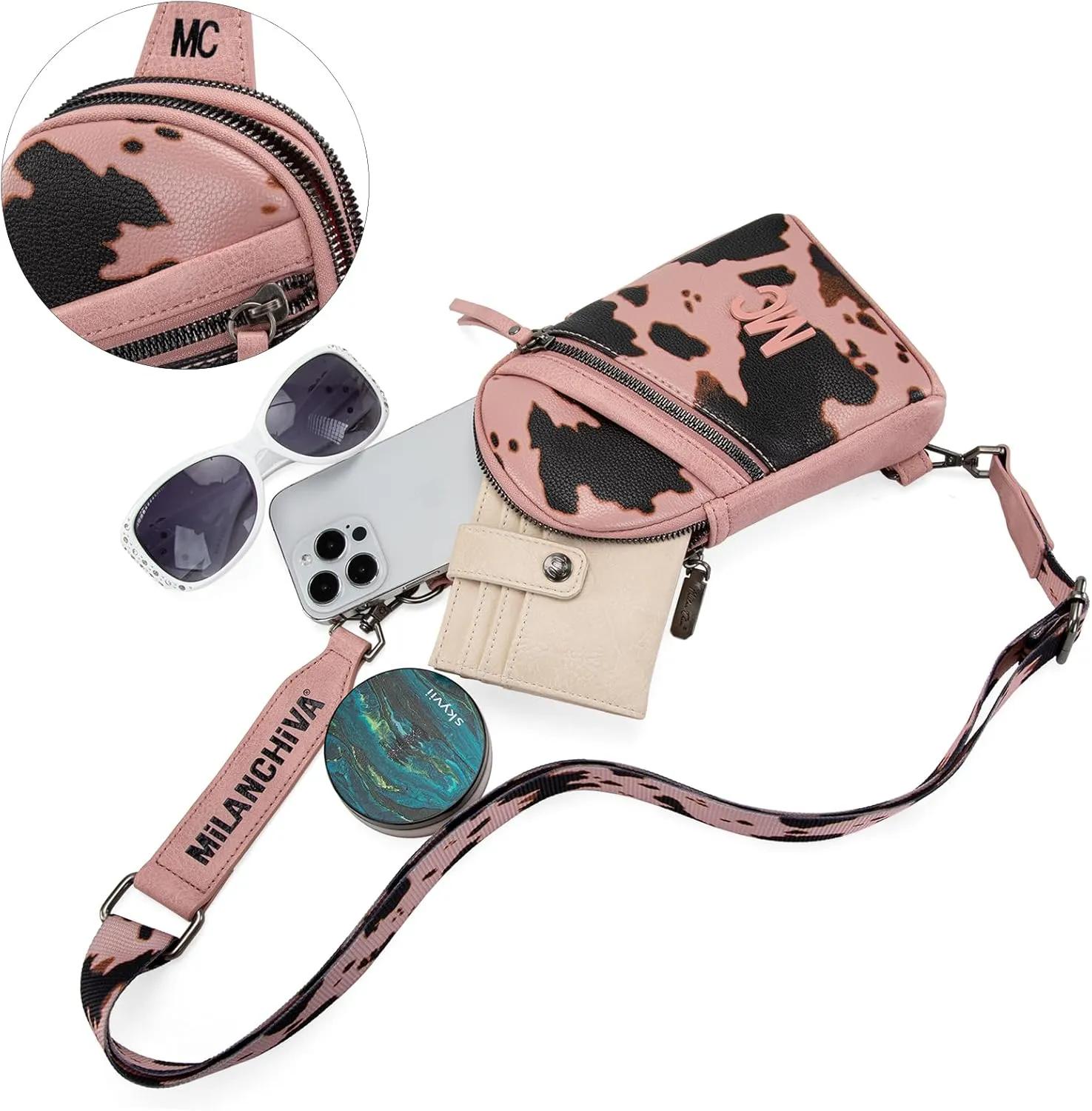 Milan Chiva Small Crossbody Bags for Women Chic Mini Sling Bag Purse and Waist Packs for Girls