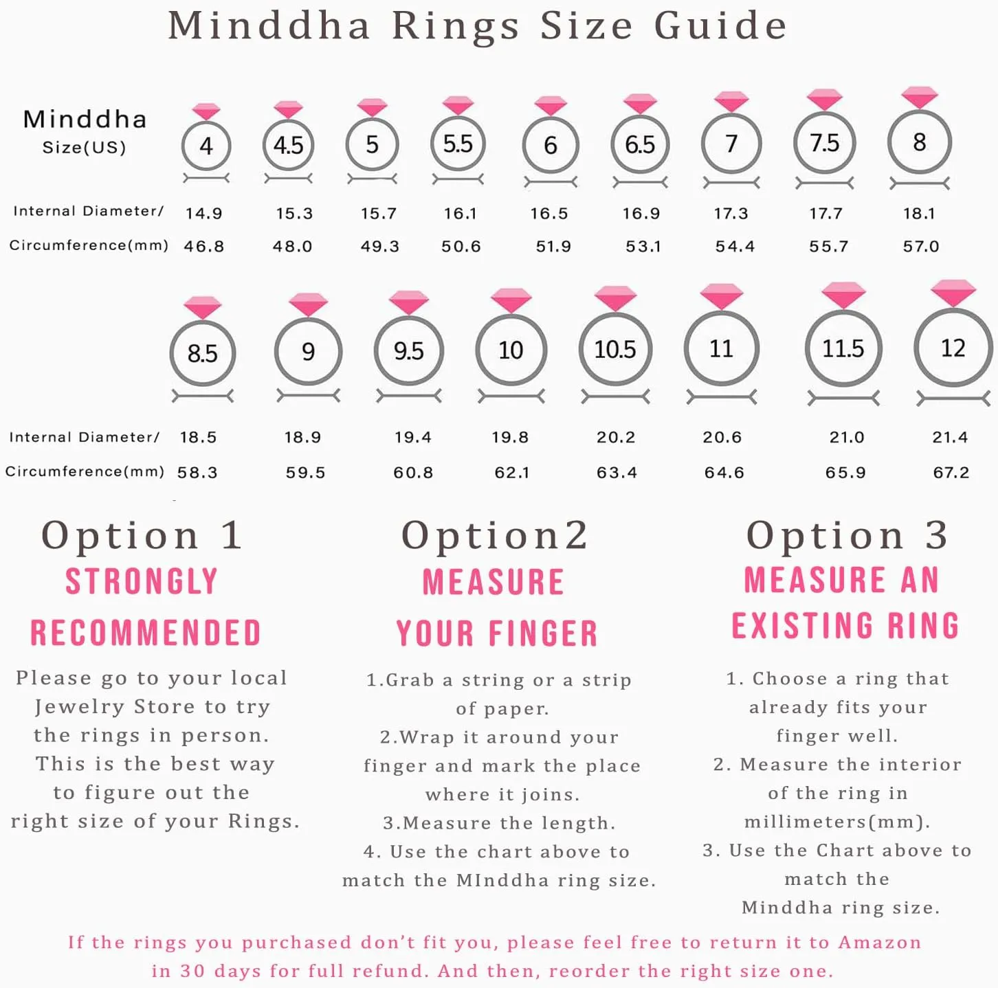 MINDDHA 14K Gold/White Gold Plated Infinity Eternity Band - Cubic Zirconia Ring for Wedding/Silver Rings, Gold Rings for Women - 2mm Band Size 4-12