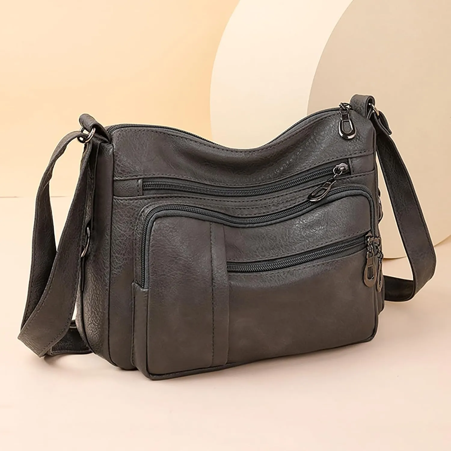 Mini Clutch Purse with Zipper Closure Women Vintage Soft Leather Water Proof Fashionable Crossbody Bag Classic